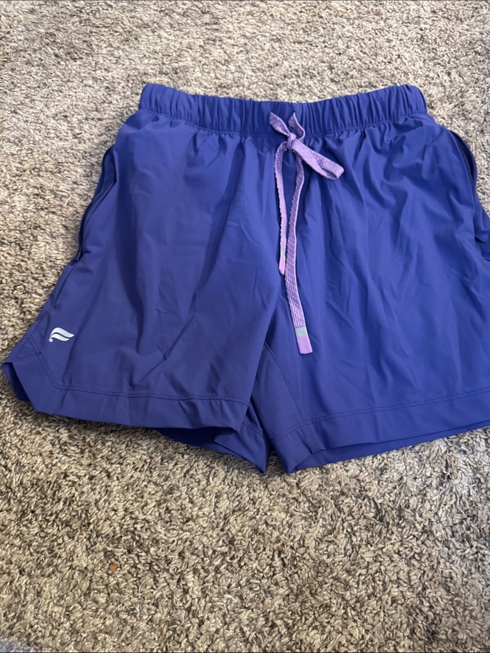 Fabletics Purple Athletic Running Shorts Zip Pocket Drawstring